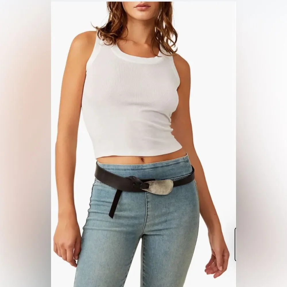 Free People Oyster Bay cream hip belt with silver buckle new M/L. NWT